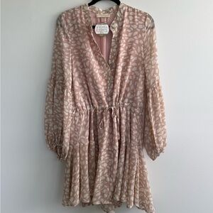 Together Pink Printed Long Sleeve Midi Dress